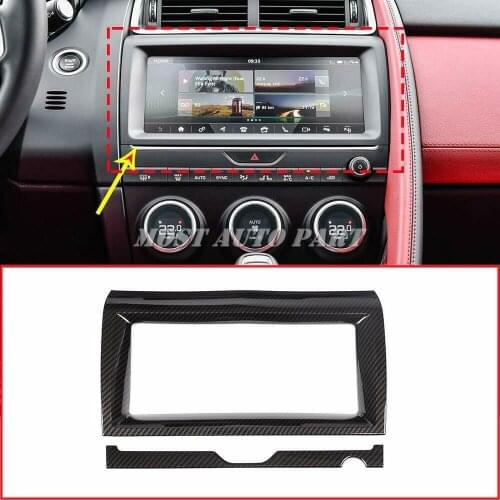 ABS Plastic Carbon Fiber Look Interior Console GPS Navigation Cover Trim For Jaguar E PACE 2018-2019 2pcs LHD Car Decoration