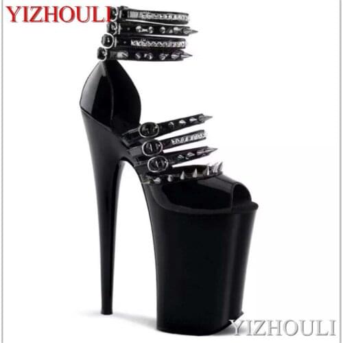 23 cm high heels, summer women rivet vamp, high heels sexy pole dancing nightclub 9 inch sandals