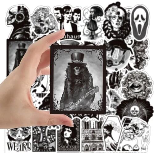 10/30/50PCS Black and White Punk Gothic Graffiti Stickers DIY Skateboard Fridge Laptop Motorcycle Classic Toy Kid Sticker Decals