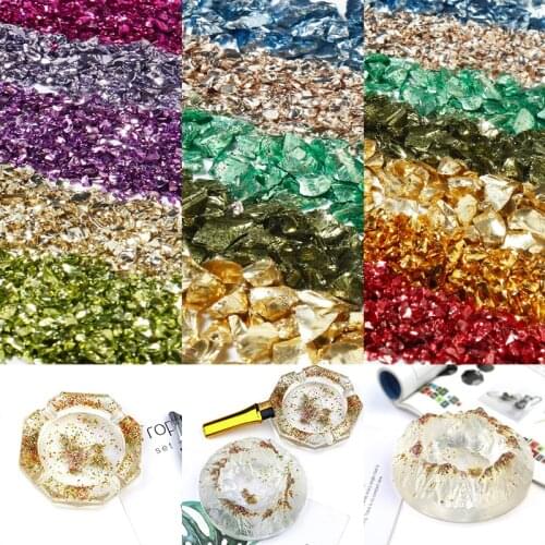 10g/bottle Glass Metal Crushed Stone Filler Table Decoration Cake Fruit Coaster Filling Decorative Crystal For Epoxy Resin Mold