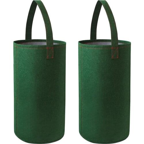 2 Pcs Felt Hanging Tomato Grow Bag Upside Down Tomato Planter Multi-function Strawberry Vegetable Flower Plant Grow Bags