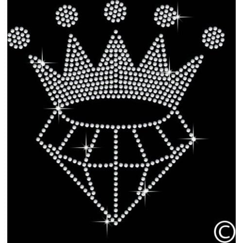 2pc/lot Crown Iron On Bling Transfer hot fix rhinestone applique designs iron on transfer hot fix iron on for shirt