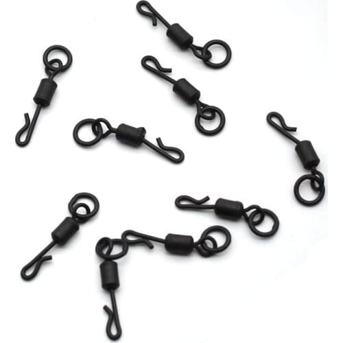 20PCS Carp Fishing Accessories Quick Change Swivels With Ring Rolling Swivels Clips Swing Snap Connector Carp Rig Fishing Tackle