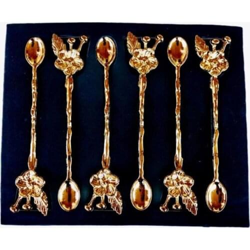 6 personality Tea Spoon Set gold color