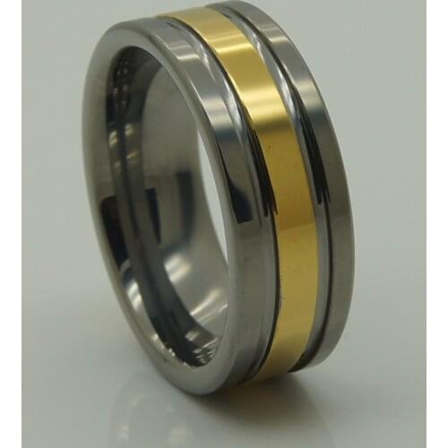 8mm 2tone gold plating hi-tech scratch proof wedding tungsten ring
