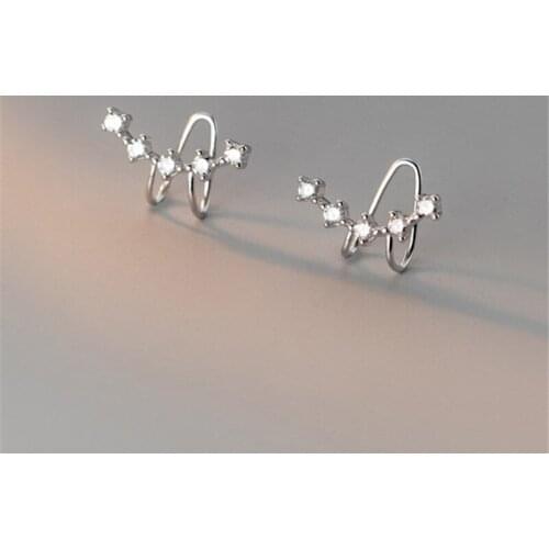 925 Sterling Silver Diamonds Ear Clip On Earrings Without Piercing Earrings For Women Row of Zircon Clip Earrings Fine Jewelry