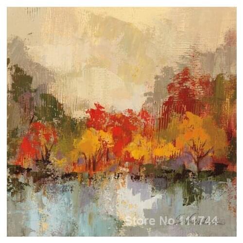 Abstract painting Fall Riverside II by Silvia Vassileva art for living room Hand painted High quality