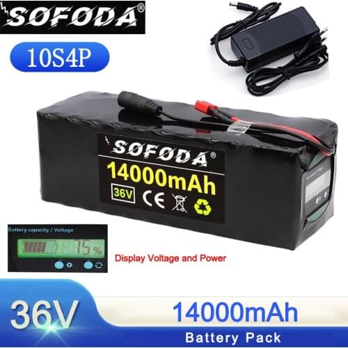 10S4P 36V battery 14Ah battery pack 1000W 36v electric bike battery 42V 14000mAh Ebike electric bicycle with BMS + 42v charger