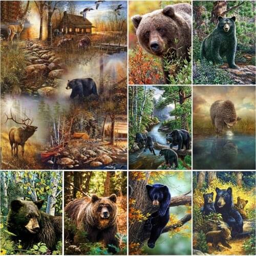 DIY 5D Diamond Painting Animals Bear Full Diamond Embroidery Mosaic Cross Stitch Kit Home Wall Decor Rhinestone Art Picture Gift