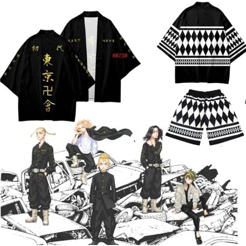 Anime Tokyo Avengers Cosplay T-shirt Cloak of Draken Manji Gang Summer Haori Kimono Tee Men Short-sleeve Tokyo Revengers Costume