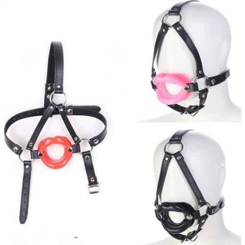 Harness Bondage Oral O Ring PU Leather Silicone Lip Open Mouth Gag Fixation Head Strap Restraint BDSM Adult Erotic Sex Toys