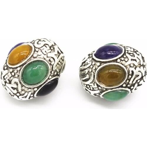 1 PCS 22*26mm 18*22mm Metal Alloy Tibetan Silver Color Beads High Quality Oval Beads DIY Jewelry Accessories