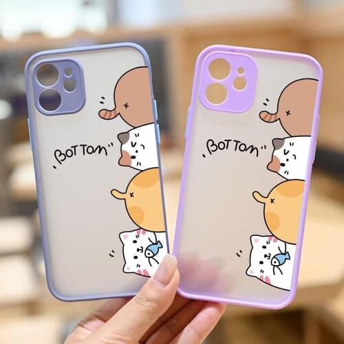 Cute Cartoon Cat Phone Case For iPhone 12 11 Pro XS MAX X 7 XR SE20 8 6Plus Animal Pattern Shockproof Hard PC Cover Clear Fundas