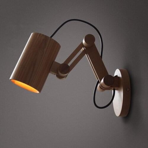 Wood wall expansion wall New Nordic bedroom bedside lamp Home Furnishing modern living room lamps m