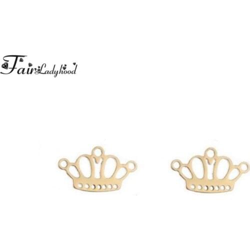 Fairladyhood 2018 New Fashion Crown Earrings Stainless Steel Jewelry Gold Earrings Crown Stud Earrings For Girls Gift