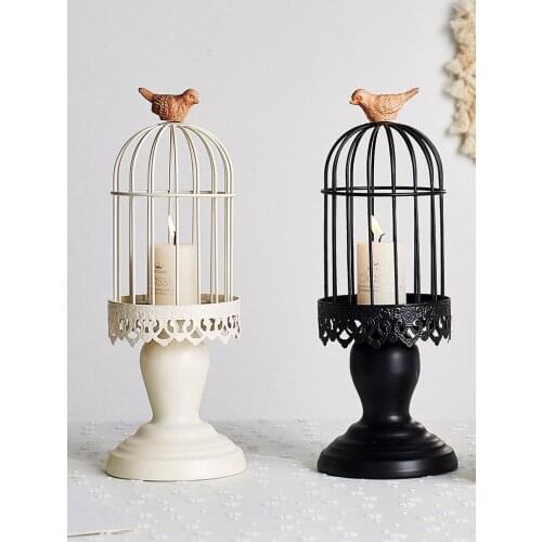 Creative Vintage Iron Desktop Birdhouse Candlestick Candle Holder Home Soft Decorations Props Ornaments