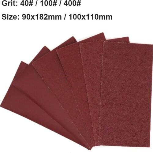 90x182mm/100x110mm 40-400Grit Square Sandpaper Hook Loop flocking Dry Sand Sheets For Car Metal