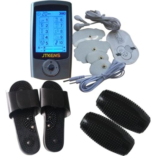 Electrical Digital Therapy Massager Muscle Stimulator Pain Relief Machine With Hand Massage Ball Rubber Slipper For TEEs Massage