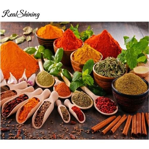 REALSHINING Kitchen spices diy diamond Painting Cross Stitch mosaic puzzle 5d,full square Diamond Embroidery Beads FS3096