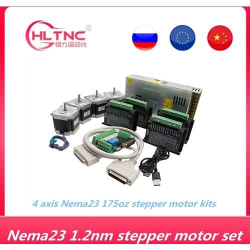 CNC Router Kit 4Axis, 4 pcs TB6600 4A stepper motor driver + Nema23 motor 57HS5630A4+ 5 axis interface board+ power supply