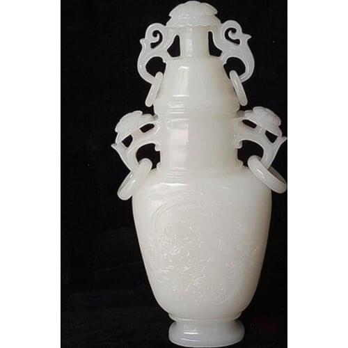 Natural stone Khmer Jade original White marble vase Stone ornaments Collection Town house Feng Shui