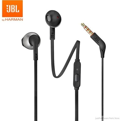 JBL T205A Earphones 3.5mm Wired Stereo Music Earbuds In-ear HIFI Sport Headset 1-button Control Hands-free Call with Microphone