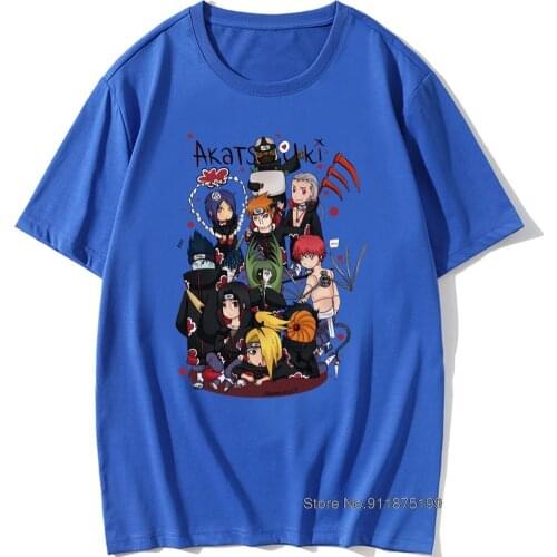 New Arrival Men 100% Cotton Akatsuki Anime Vintage T-Shirt O'Neck Tee Hipster Cool Graphic Tops