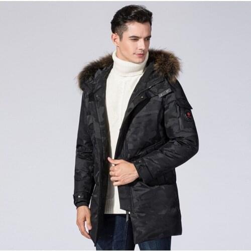 New Fashion Men Down Jackets Black Red Winter Coats Loose Waterproof 90% Duck Down Supper Warm Outdoor Thicked Men Long Parkas