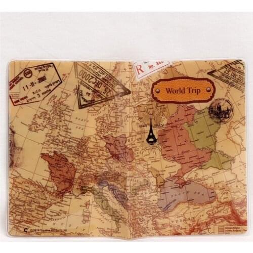 Fashion PU PVC Passport Holder World Map Travel Passport Cover Case Brand Passport Holder Documents Folder Bag Protector