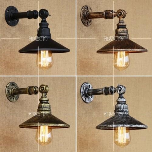 Steam punk Loft Industrial iron rust Water pipe retro wall lamps Vintage E27 LED sconce wall lights for living room bedroom bar