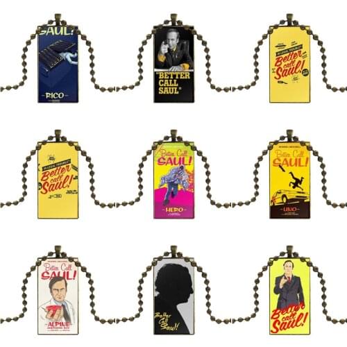 Popular Tv Show Better Call Saul Glass Cabochon Pendant Necklace Rectangle Fashion Necklace For Women Gift