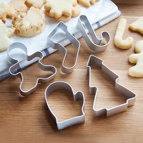 Christmas Cookie Cutter Biscuit Mould Aluminum Sugar Craft Cutter Cake Baking Tool Ginger Bell Xmas Tree Glove Stocking