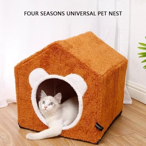 Removable and Washable Little House for Cats Pet Accessories So Pets Cats and Dogs Plush Foldable Bed Petkit Beds for the Garden