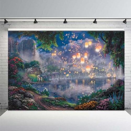 Fairy Tale Prince Beauty Backdrop Palace Castle Garden Lake Lantern Romantic Dating Girl Princess Birthday Party Background