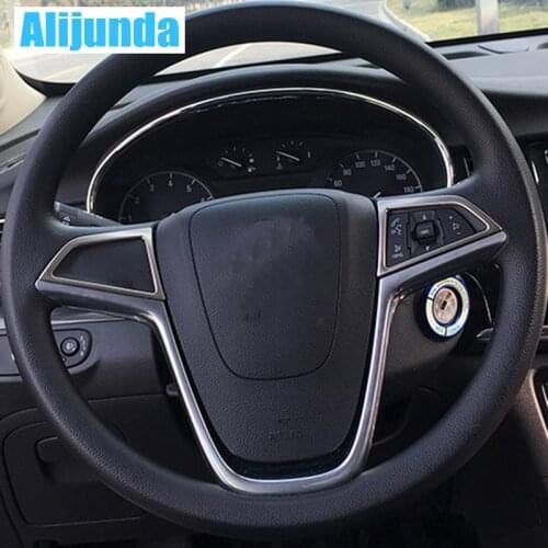Alijunda stainless steel Car Stainless Steering wheel decoration Trim For VAUXHALL Opel Mokka BUICK ENCORE car styling