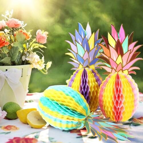 Summer Tropical Party Decorations Honeycomb Pineapple Shaped Table Centerpiece For Hawaii LUAU Beach Party Supplies
