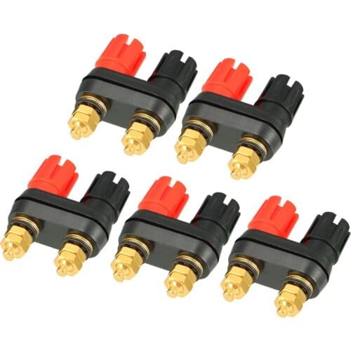 Uxcell 5 Pcs Audio Speaker Terminal Connectors Dual 4mm Banana Jack Outlet
