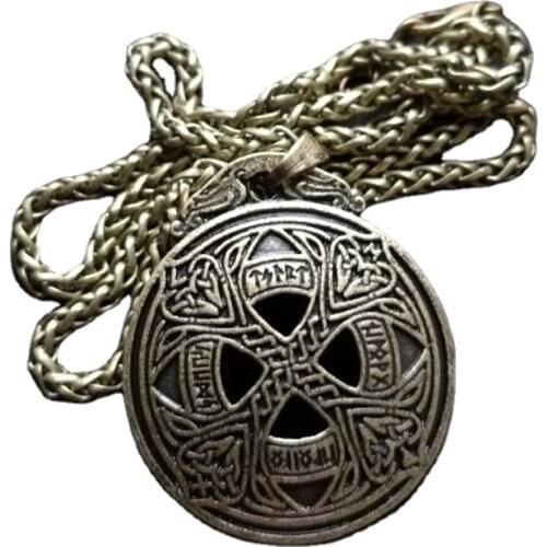 Film Peripheral Vintage Viking Odin Trinity Necklace Pendant Mens Punk Irish Concentric Knot Celtics Knot Necklace Jewelry Gift