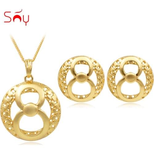 Sunny Jewelry Round Butterfly Unique Jewelry 2021 High Quality Jewelry Set Women Fashion Earrings Pendant Necklace For Party