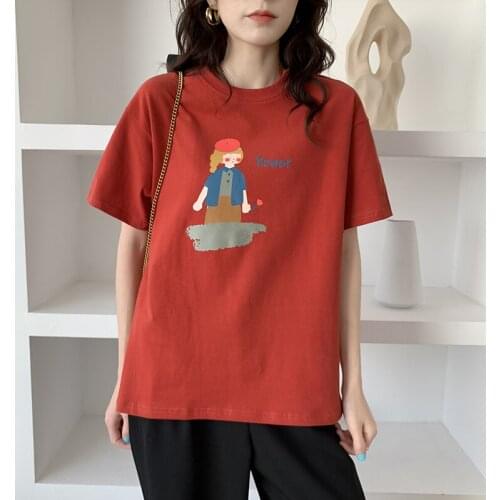 QOERLIN Y2k Printed Anime White Short Sleeve T-Shirts Women 2021 Summer Loose Casual Oversized T-shirts Tops Female Harajuku Tee