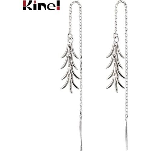Kinel 100% 925 Silver Simple Geometric Chain Earrings 925 Sterling Silver Korean Long Drop Earring for Women Gift Jewelry