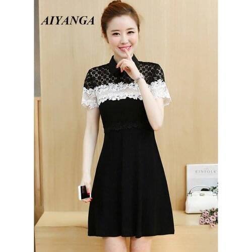 2019 Summer Dress Women Sexy Lace Spliced Short Sleeve Dresses Casual Backless See-through High Waist Mini Female Vestidos