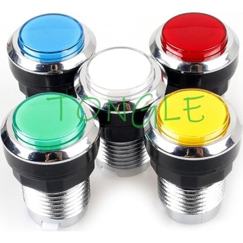 10 Pcs/lots Chrome Plating 5V/12V 30mm LED Illuminated Push Buttons With Micro Switch For Arcade Machine Games Mame Jamma Parts