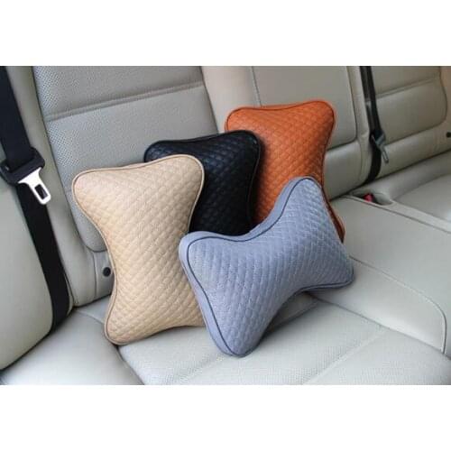 2 Pieces New Arrival Car Neck Pillows Both Side Pu Leather Single Headrest Fit For Most Cars Filled Fiber Universal Car Pillow