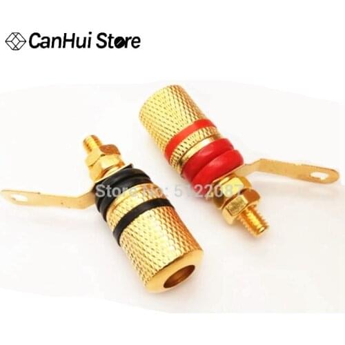 2pcs Gold Plated Amplifier Speaker Terminal Binding Post Banana Plug Socket Connector Suitable for 4mm banana plugs