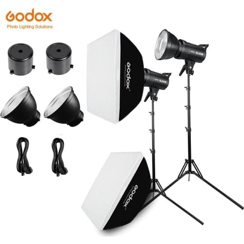 2x Godox SL-60W 60Ws 5600K Studio LED Continuous Photo Video Light + 2x 1.8m Light Stand + 2x 60x90cm Softbox LED Light Kit