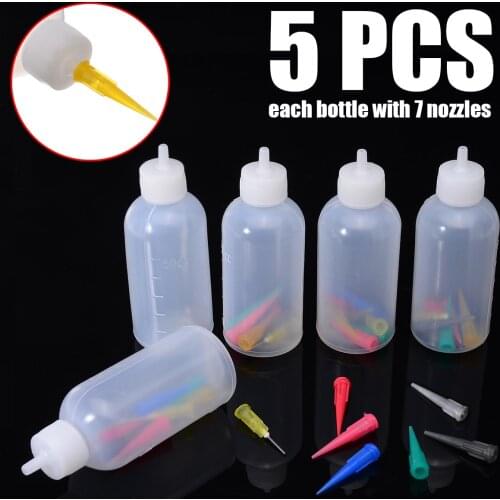 5Pcs 3.5cm Plastic Squeeze Condiment Bottle with Nozzles For Tomato Sauce Mustard Juice Vinegar Kitchen Gadget Cooking Tools