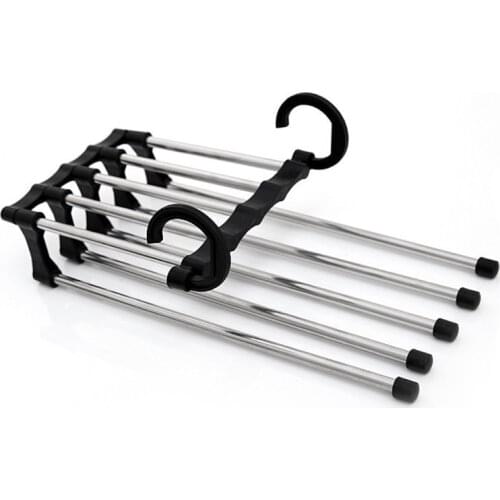 5 in 1 Multi-functional Trouser Storage Rack Adjustable Pants Tie Storage Shelf Closet Organizer Stainless Steel Clothes Hanger