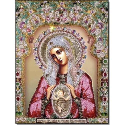 Diamond Painting Madonna Full round Diamond Embroidery Religion icon Home Decoration 5D Diy diamond Mosaic Rhinestone wal