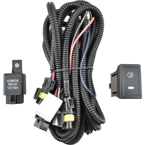 Car Fog Light H11 Wiring Harness Fuse Relay Cable Switch Kit For S-uzuki Alto V GF Hatchback 2009-2015